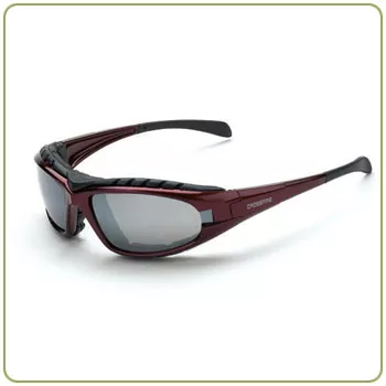 Crossfire Diamondback Silver Mirror Lens, Shiny Red Frame, Foam Lined