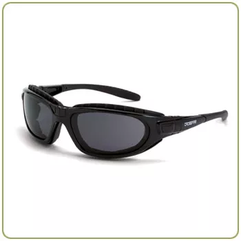 Crossfire Journey smoke anti-fog lens, shiny black frame, foam lined