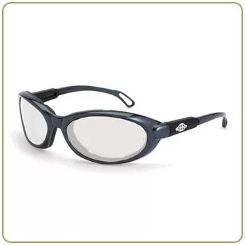 Crossfire Raptor clear anti-fog lens, shiny pearl gray frame, foam lined
