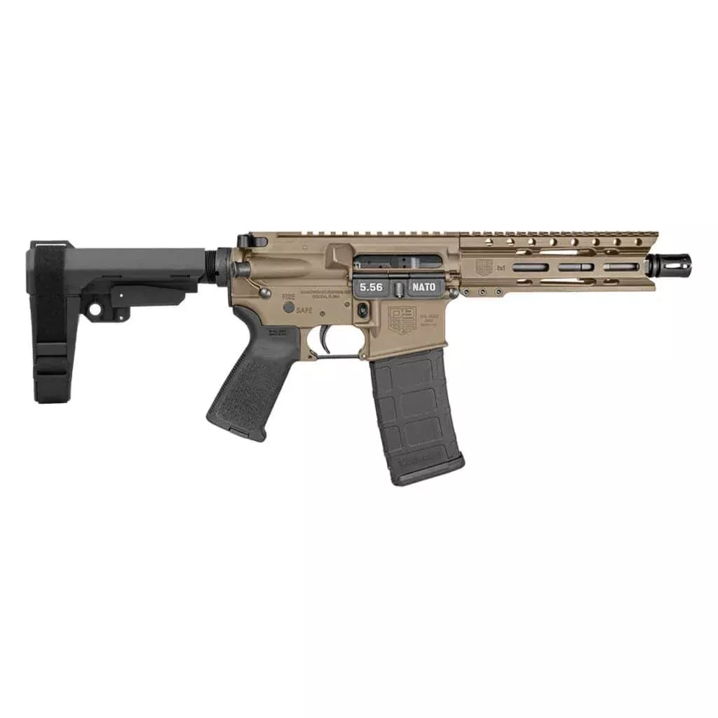 Diamondback DB15 Pistol 5.56mm 30rd Magazine(1) 7″ Barrel 6″ M-LOK Rail SBA3 Brace FDE