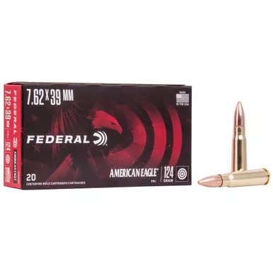 Federal American Eagle, 762X39, 124 Grain, Full Metal Jacket, 20 Round Box A76239A