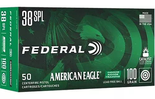 Federal American Eagle IRT Lead Free Handgun Ammunition .38 Spl 100gr FMJ 960 fps 50/ct