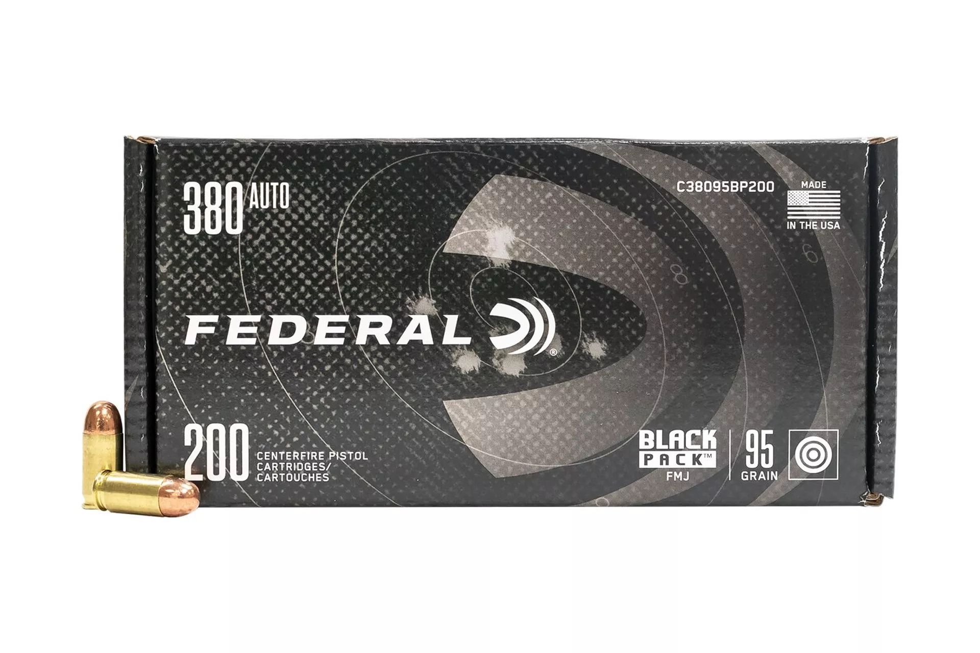 Federal Black Pack 380 Auto 95GR FMJ Handgun Ammo – 800 round case – C38095BP200 CASE