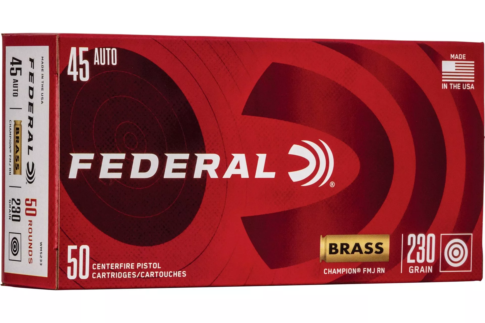 Federal Champion 45 ACP 230Gr Full Metal Jacket Handgun Ammo – 50 Rounds – WM5233