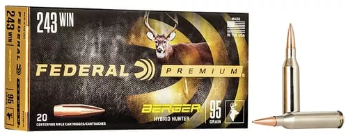 Federal Classic Hunter Berger Hybrid Rifle Ammunition .243 Win 95 gr BTHP 3050 fps 20/ct