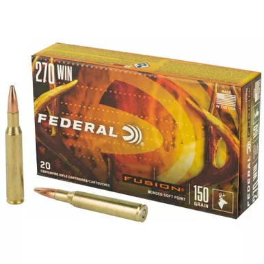 Federal Fusion, 270 WIN, 150 Grain, Boat Tail, 20 Round Box F270FS2