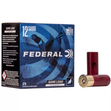 Federal Game Load, Hi-Brass, 12 Gauge, 2.75", #6, 3 1/4 Dram, 1 1/4 oz, Shot, 25 Round Box H1266