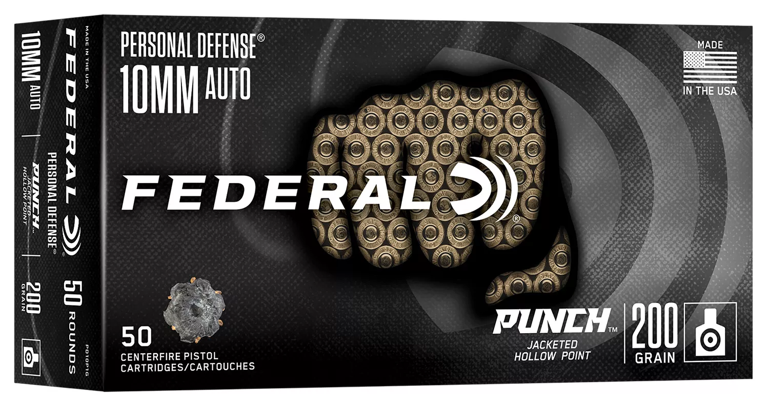 Federal PD10P1G Punch10mmAuto 200gr Jacketed Hollow Point 50 Per Box/10 Case