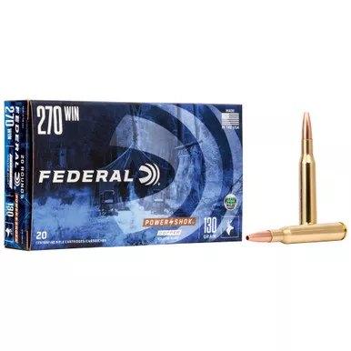Federal PowerShok, 270 Win, 130 Grain, Copper, Lead Free, 20 Round Box, California Certified Nonlead Ammunition 270130LFA