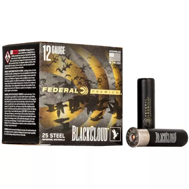 Federal Premium, Black Cloud FS Steel with FLIGHTCONTROL FLEX Wad, 12 Gauge 3.5", #2, 1 1/2oz, Steel Shot, 25 Round Box PWBX1342