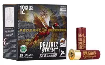 Federal, Premium, Prairie Storm, 12 Gauge 3″, FS Steel. #4, 1 1/8 oz, Steel Shot, 25 Round Box