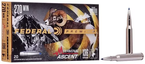 Federal Terminal Ascent Rifle Ammunition .270 Win 136 gr 3000 fps 20/ct
