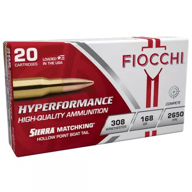 Fiocchi 308 Win 168gr Hyperformance Sierra Matchking HPBT 308MKB