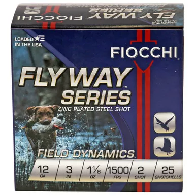 Fiocchi Ammunition Flyway Steel, 12 Gauge, 3", #2, Steel Shot, Waterfowl, 25 Round Box 123ST2
