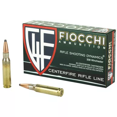Fiocchi Ammunition Rifle, 308 Winchester, 150 Grain, Pointed Soft Point, 20 Round Box 308BFOA