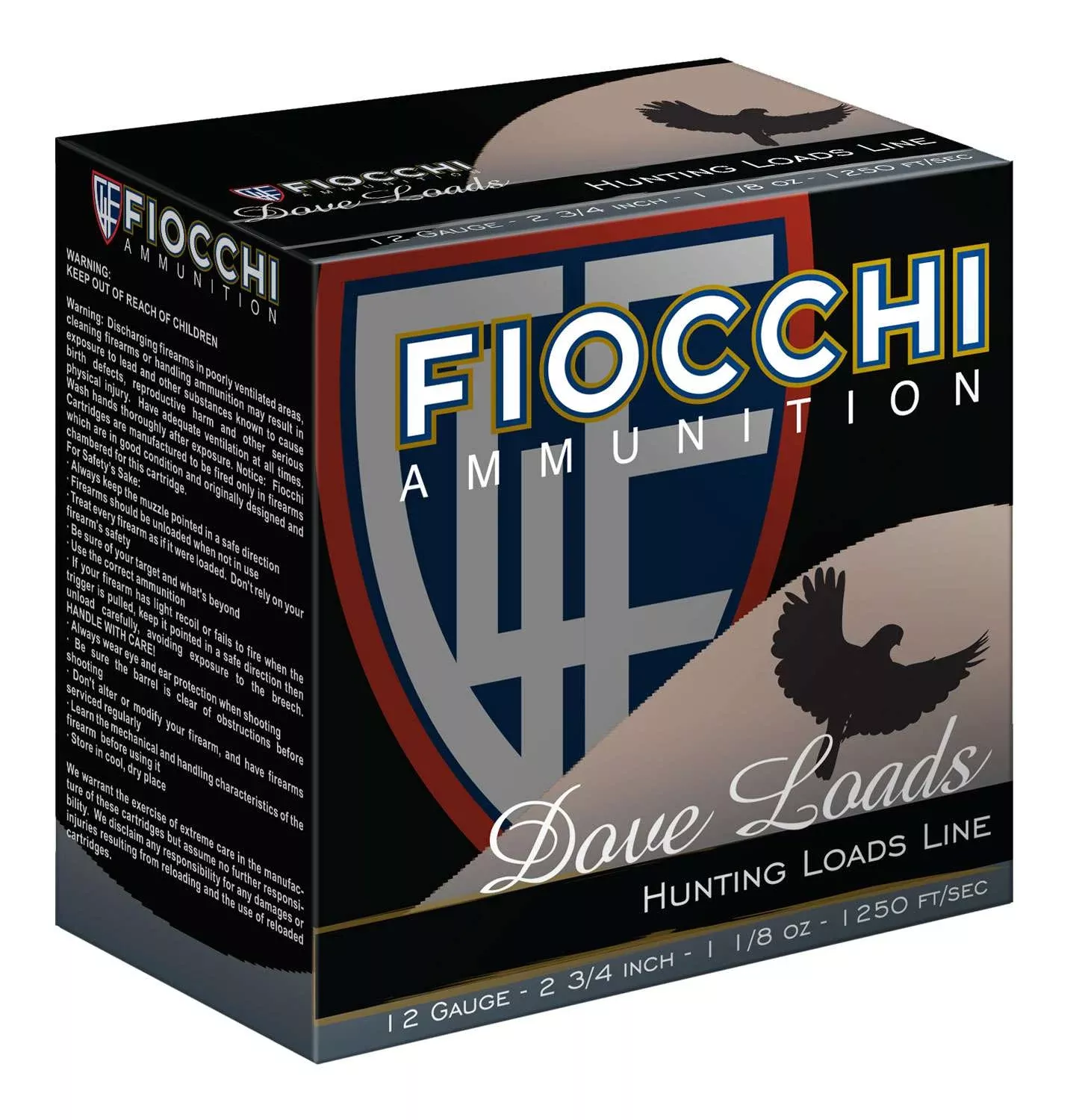 Fiocchi Lead Dove & Quail Shotshells 12ga 2-3/4 in 1-1/8 oz 1250 fps #7.5 25/ct