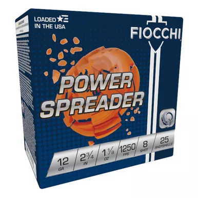 Fiocchi Power Spreader 12GA 2 3/4" 1 1/8oz #8 Lead Shot 12SSCX8