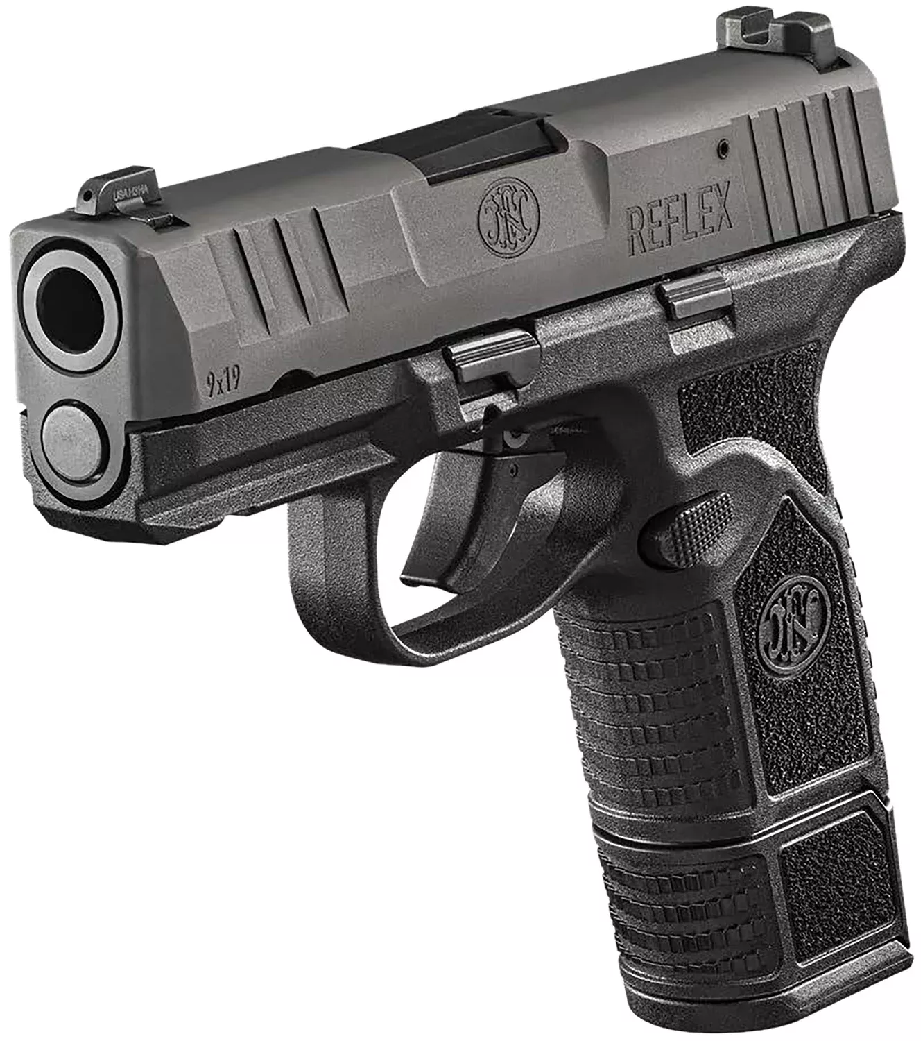 FN 66101420 Reflex9mm Luger 10+1 3.30″ Micro-Compact Frame Black PVD Serrated Steel Slide w/Picatinny Rail Stippled Grip Ambidextrous