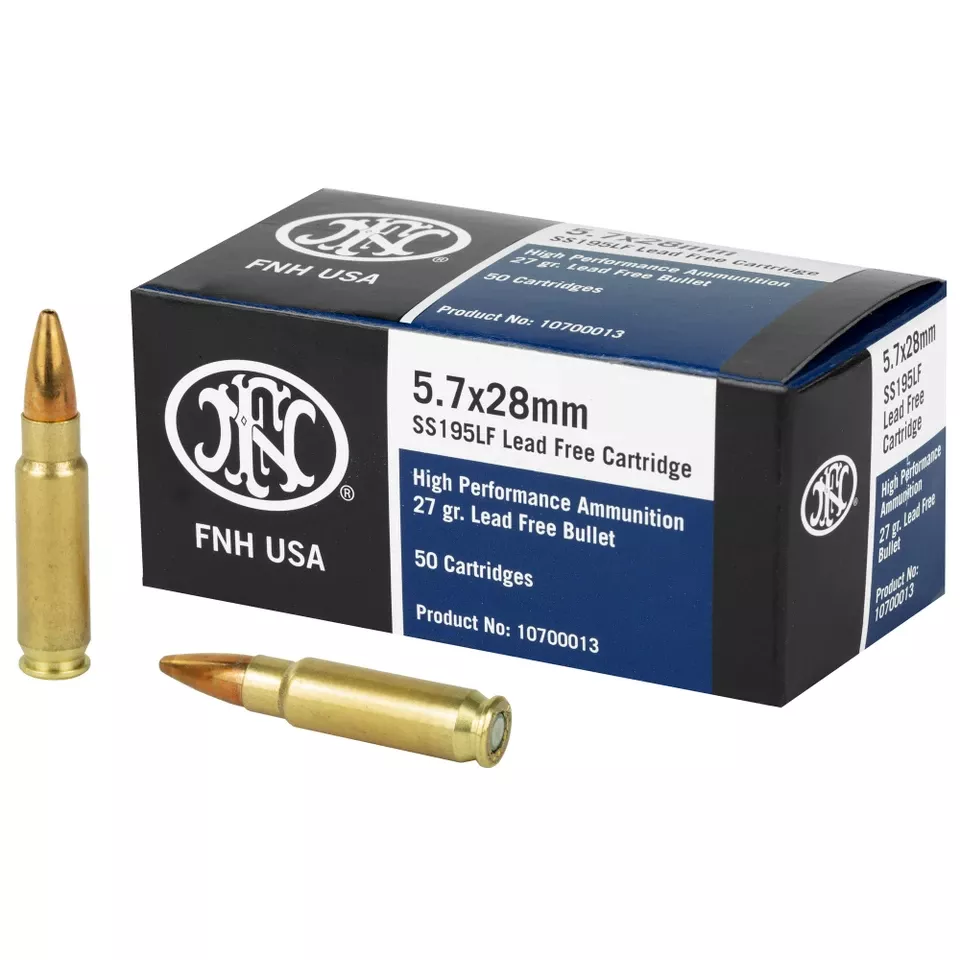 FN SS195LF 5.7x28mm Ammunition - 27 Grain, 50 Rounds/Box, 2000 Rounds/Case