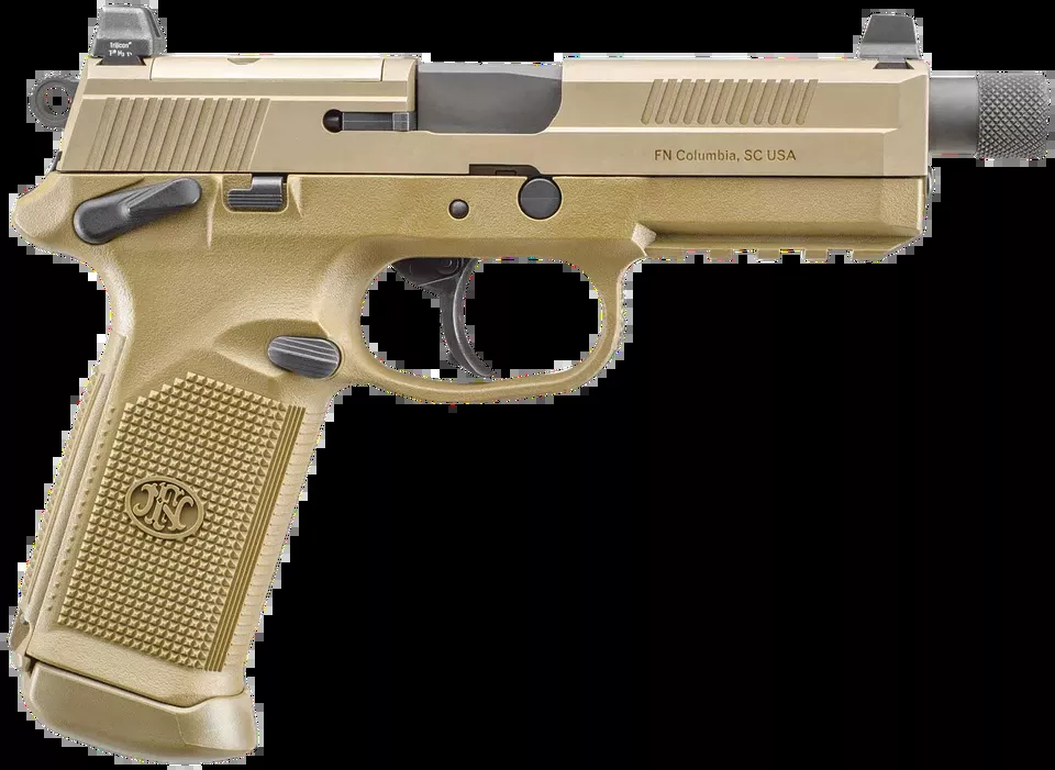 FNX Tactical 45 ACP Pistol - 10+1 Capacity, 5.30" Threaded Barrel, FDE Finish, Optic Cut Slide, Ambidextrous Features