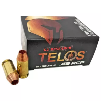 G2 Research Telos, 45ACP, 160 Grain, Lead Free, 20 Round Box, California Certified Nonlead Ammunition G00629