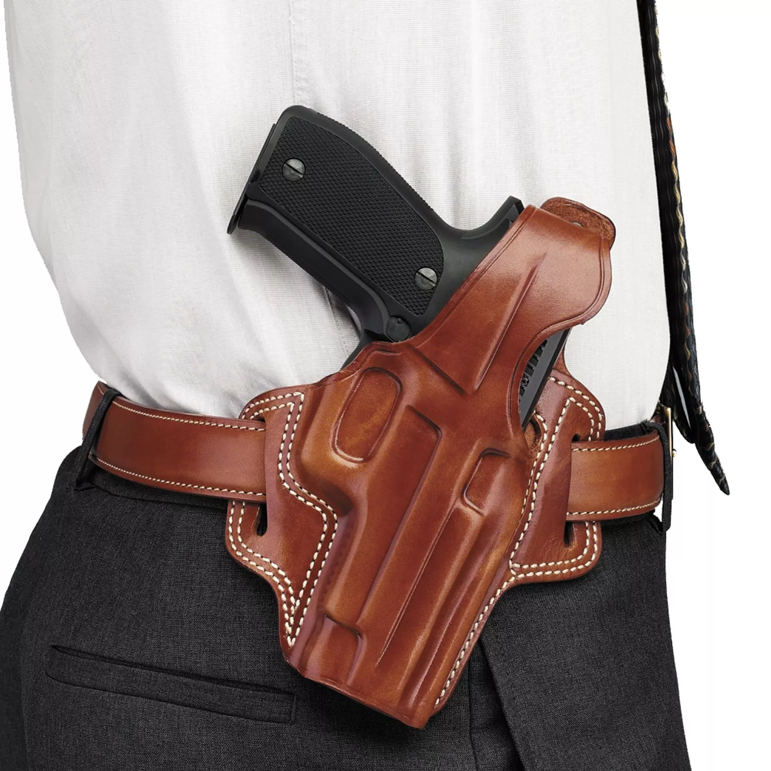 Galco FL118 FletchOWB Tan Leather Belt Slide Fits Ruger SP101 Fits Colt Detective Special Right Hand