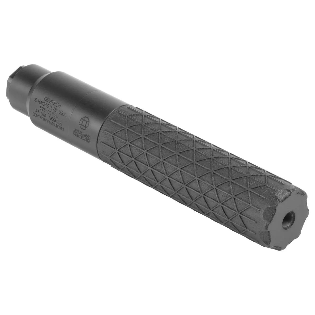 Gemtech NEBULA 5.7Direct Thread Suppressor 5.7x28mm 1.2" Dia 1/2x28 Thread Black Cerakote