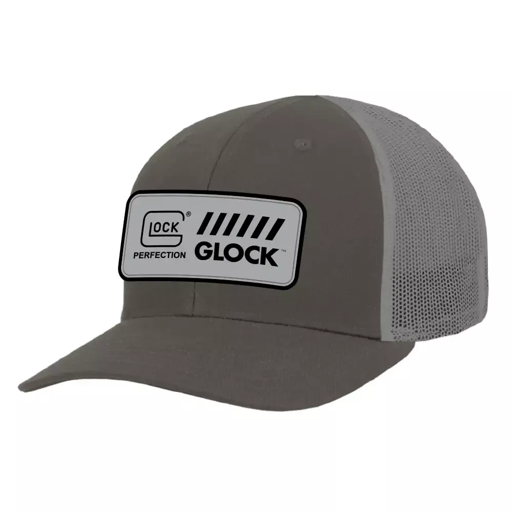 GLOCK PERFECTION RAISED RUBBER LOGO GRAY HAT GRAY MESH