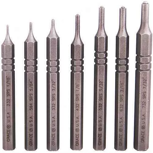 Grace USA Tools 7 Piece Steel Short Roll Spring Punch Set Md: GRSRS7