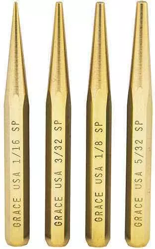 Grace USA Tools Brass Punch Set Starter, 4 Pieces Md: GRBSP4