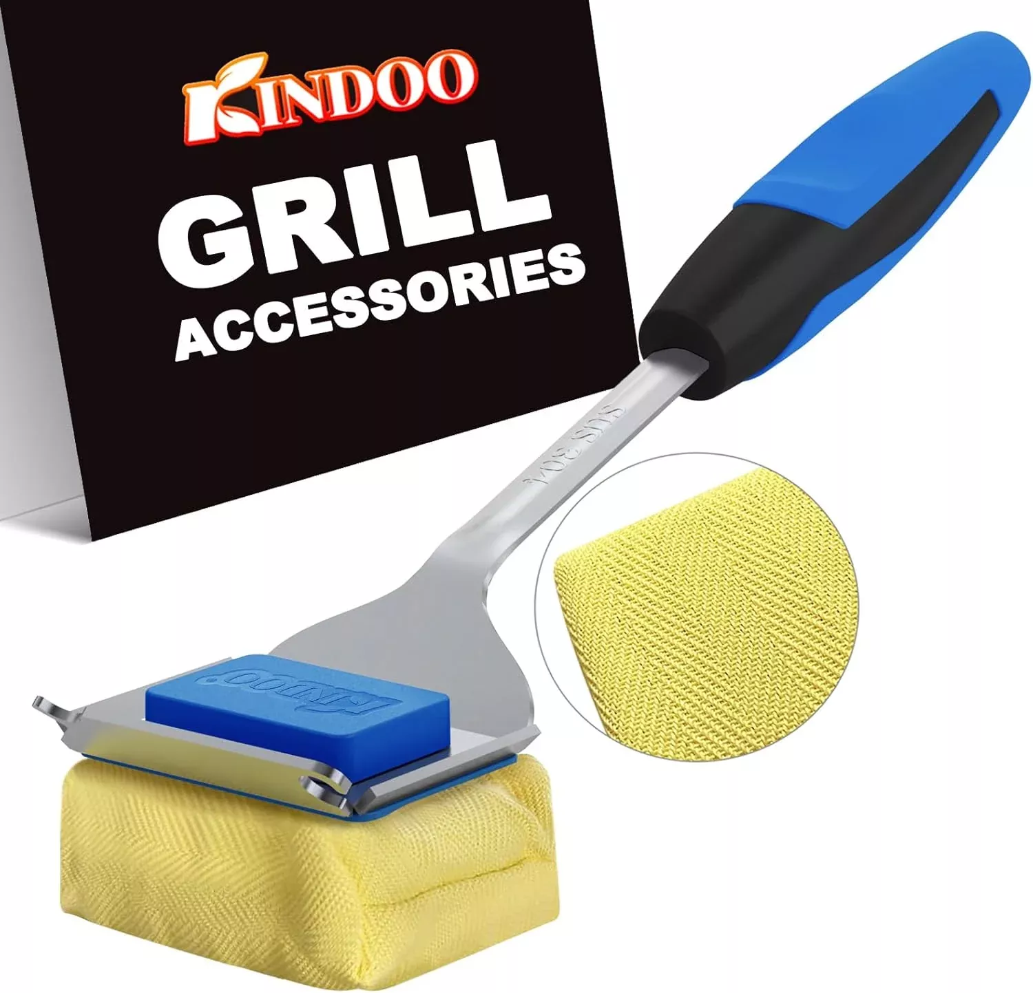 Grill Brush Bristle Free for Outdoor Grill, Steam Grill Cleaning Brush Replaceable BBQ Cleaner Brush Head,Extended Handle, Safe Grill Brush with Scraper for Cast Iron Stainless-Steel Grates, Red