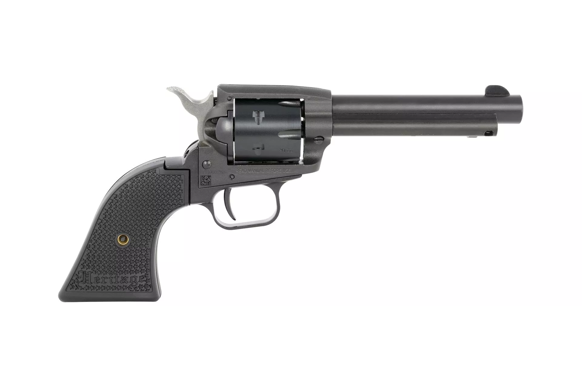 Heritage Mfg RR22MB4PG Rough Rider 22 LR/22 WMR 6 Shot, 4.75″ Black Polymer Grip, Hammer/Thumb Safety, Exposed Hammer – RR22MB4PG