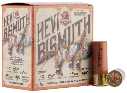 HEVI-Shot HEVI-Bismuth Upland Shotshells 12ga 2-3/4 1-1/4oz 1400 fps #5 25/ct