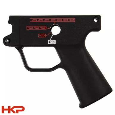 HK MP5K Trigger Housing - 4 Position Pictogram 0,1,3,F - Clipped and Pinned - 9mm