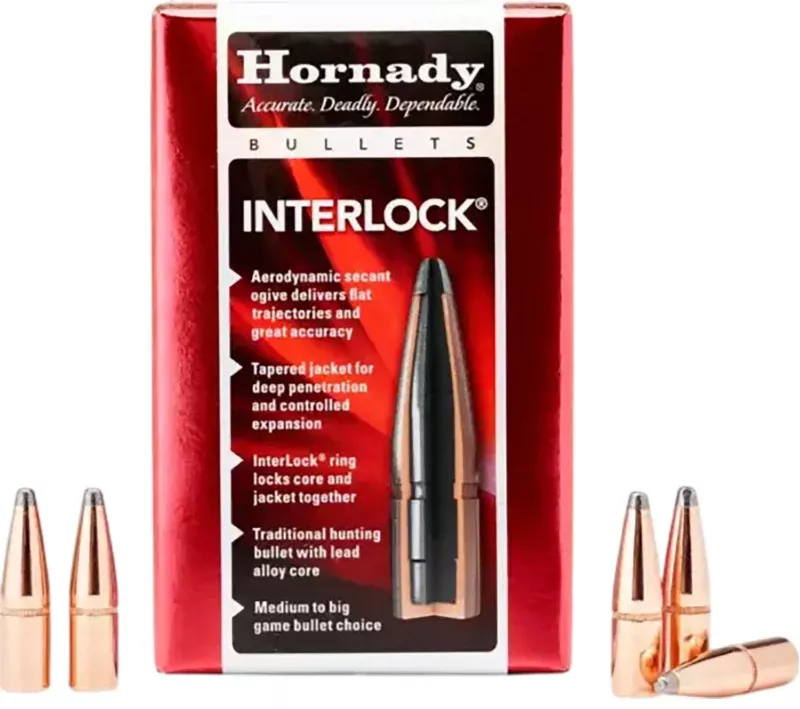 Hornady 3033 InterLock 30 Cal .308 150 gr Boat Tail Soft Point 100 Per Box/ 15 Case