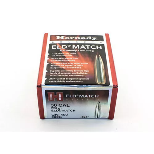 Hornady 30904 ELD Match30 Cal .308 225 gr Extremely Low Drag Match 100 Per Box 15 Case UPC: 090255309041
