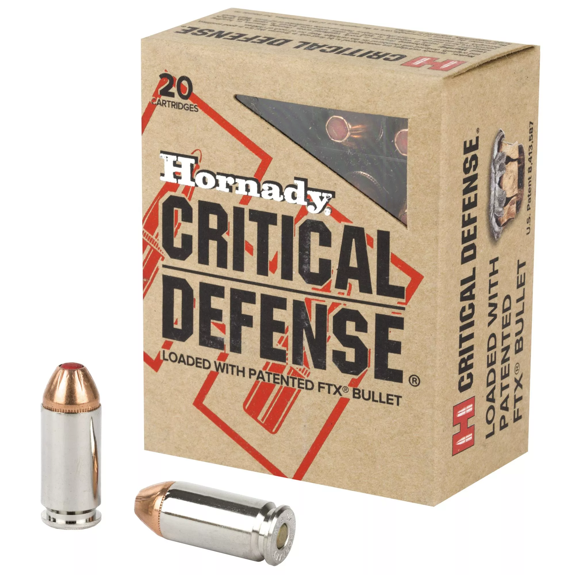 Hornady Critical Defense 40S&W 165 Grain Flex Tip JHP Handgun Ammo – 20 Rounds – H91340