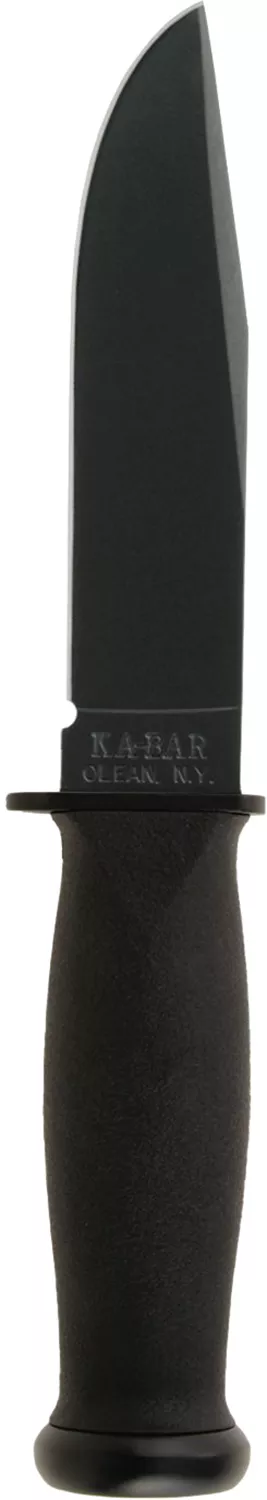 Ka-Bar 2221 Mark I5.13″ Fixed Clip Point Plain Black 1095 Cro-Van Blade, Black Kraton G Handle, Includes Sheath
