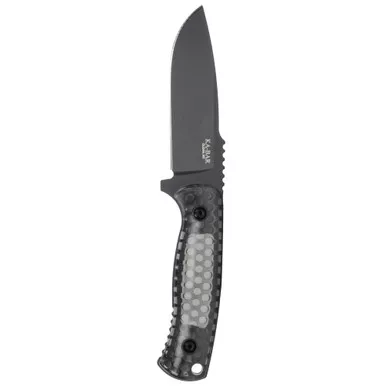 KA-BAR Knives Cool Name, Fixed Blade Knife, 1095 Cro-Van, 4.25" Blade Length, 9" Overall Length, Plain Edge, Drop Point, Black Blade, Smoke Polycarbonate Handle, Includes Sheath 7700