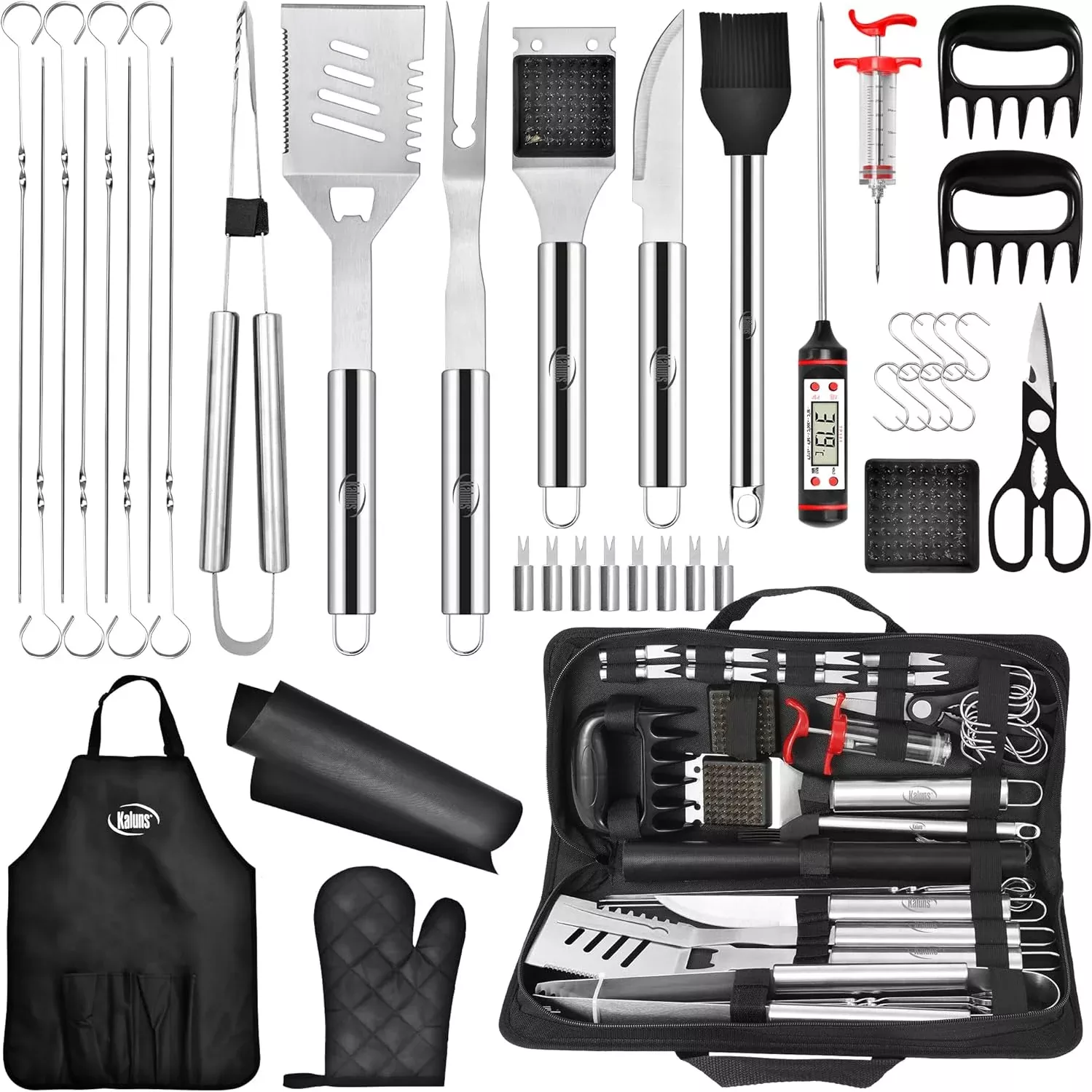 Kaluns BBQ Accessories, Complete Grill Set Grilling Gifts for Men Dad, 40 Pcs Premium Heavy Duty Stainless Steel Barbecue Grill Accessories for Outdoor Grill for Men Dad