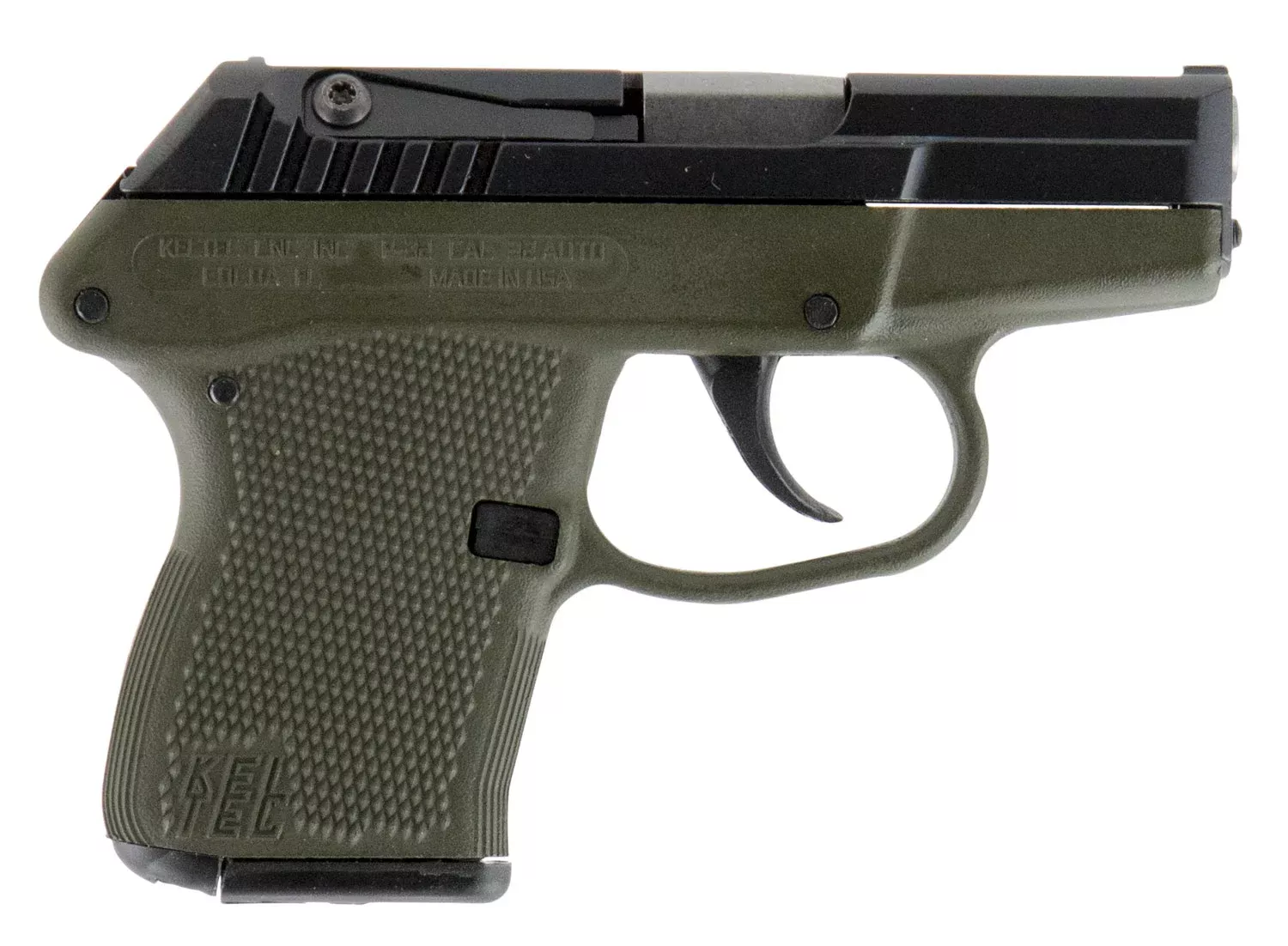 Kel-Tec P32BGRN P-3232 ACP Caliber with 2.68″ Barrel, 7+1 Capacity, Green Finish Aluminum Frame, Serrated Blued Steel Slide & Green Polymer Grip