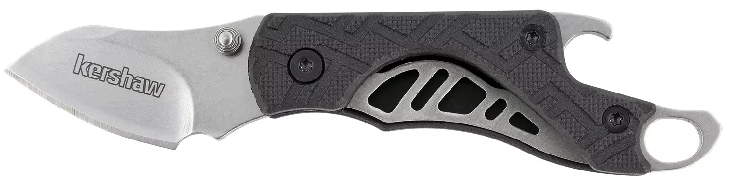 Kershaw 1025X Cinder1.40″ Folding Drop Point Plain Stonewashed 3Cr13MoV SS Blade Black Glass-Filled Nylon Handle Includes Key Ring