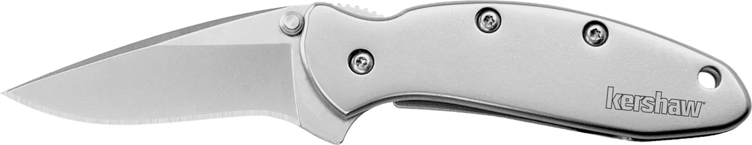 Kershaw 1600 ChiveEDC 1.90″ Folding Drop Point Plain Bead Blasted 420HC SS Blade, Bead Blasted Stainless Steel Handle
