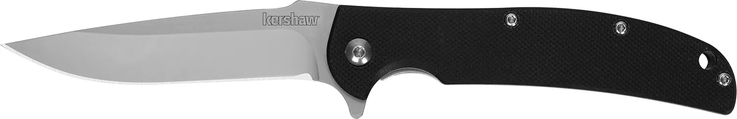 Kershaw 3410 Chill3.10″ Folding Drop Point Plain Bead Blasted 8Cr13MoV SS Blade Black G10 Handle Includes Pocket Clip
