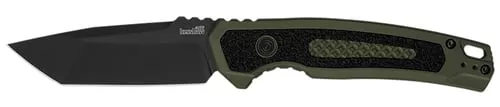 Kershaw 71050LBLK Launch 16 Automatic 3.45″ Folding Tanto Plain Black Cerakote CPM M4 Blade, Olive Cerakote w/Black Oxide Hardware Aluminum Handle, Includes Pocket Clip