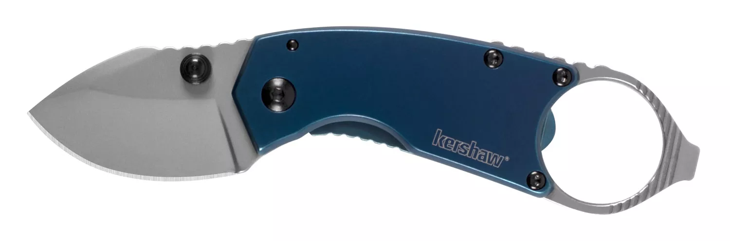 Kershaw 8710 Antic1.70″ Folding Drop Point Plain Bead Blasted 8Cr13MoV SS Blade Blue PVD Stainless Steel Handle Includes Pocket Clip