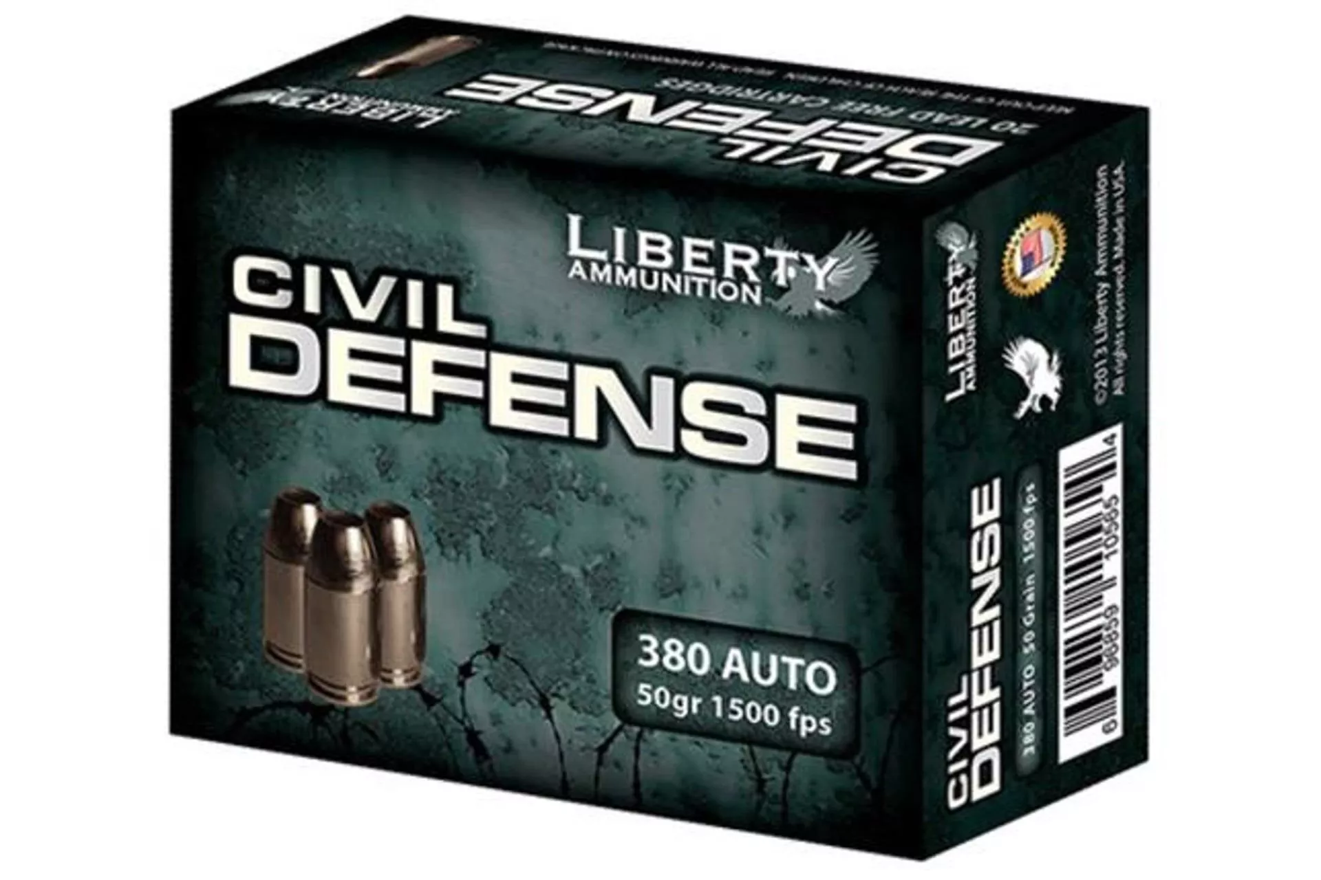 Liberty Ammunition LACD380023 Civil Defense 380 ACP 50 gr 1500 fps Lead-Free Fragmenting Hollow Point (LFFHP) Handgun Ammo – 20 Rounds – 90776