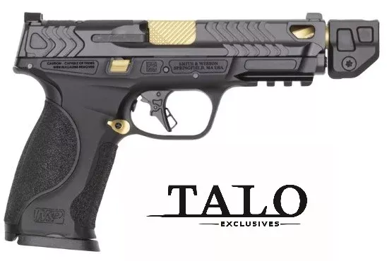 M&P9 M2.0 Metal 9mm 4.9″ NTS Gold/Blk 17&23 TALO