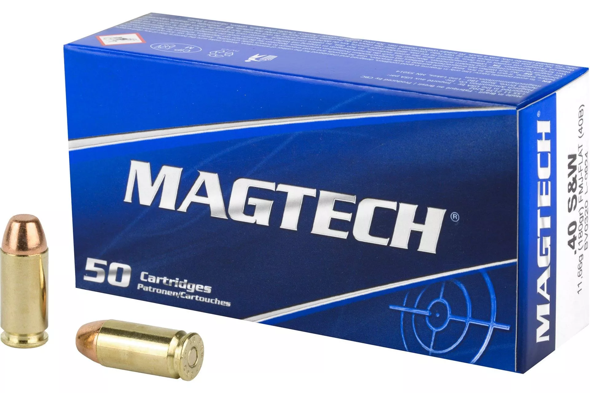 Magtech Sport Shooting 40S&W 180 Grain Full Metal Case Handgun Ammo – 50 Rounds – MT40B
