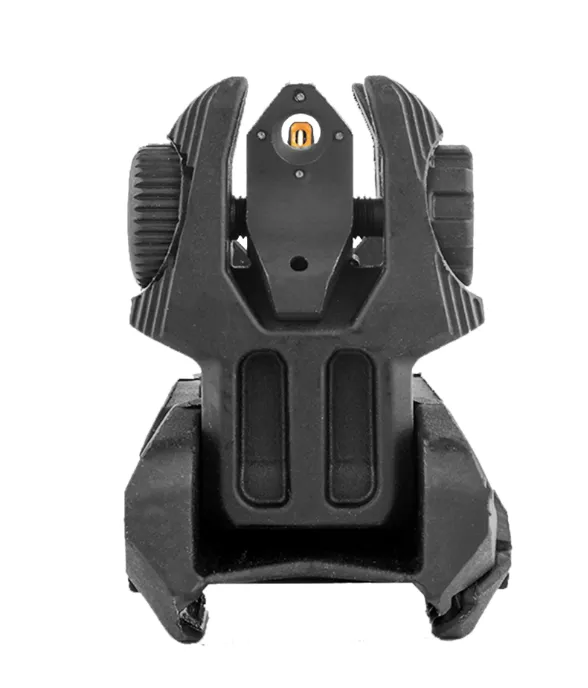 Meprolight MEPRO FRBS – Self-Illuminated Flip Back-Up Rifle Sights, 4 Dot Rear / Orange Hyper Bright Front, Black – 403240